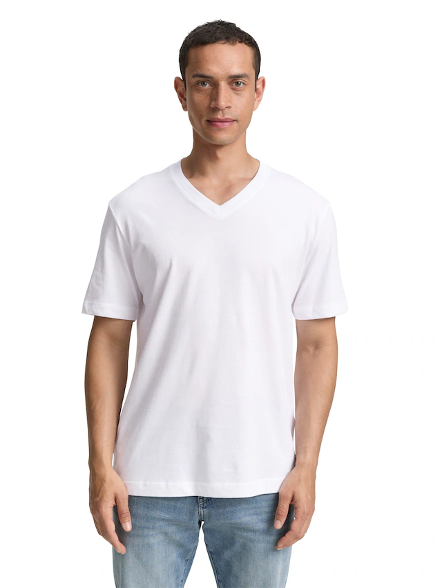 TOM TAILOR T-Shirt Packung, 2 mit V-Ausschnitt, Doppelpack