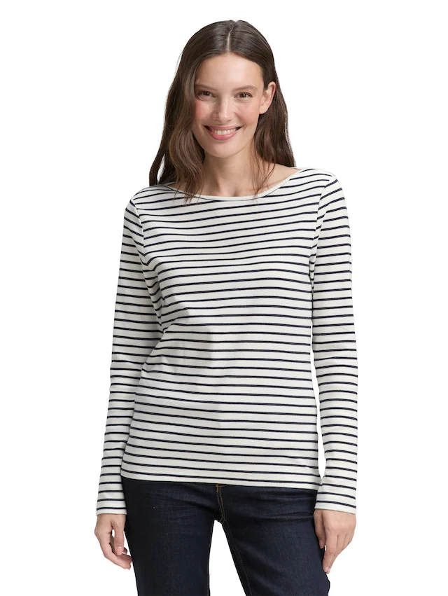 TOM TAILOR Langarmshirt mit Streifen Muster