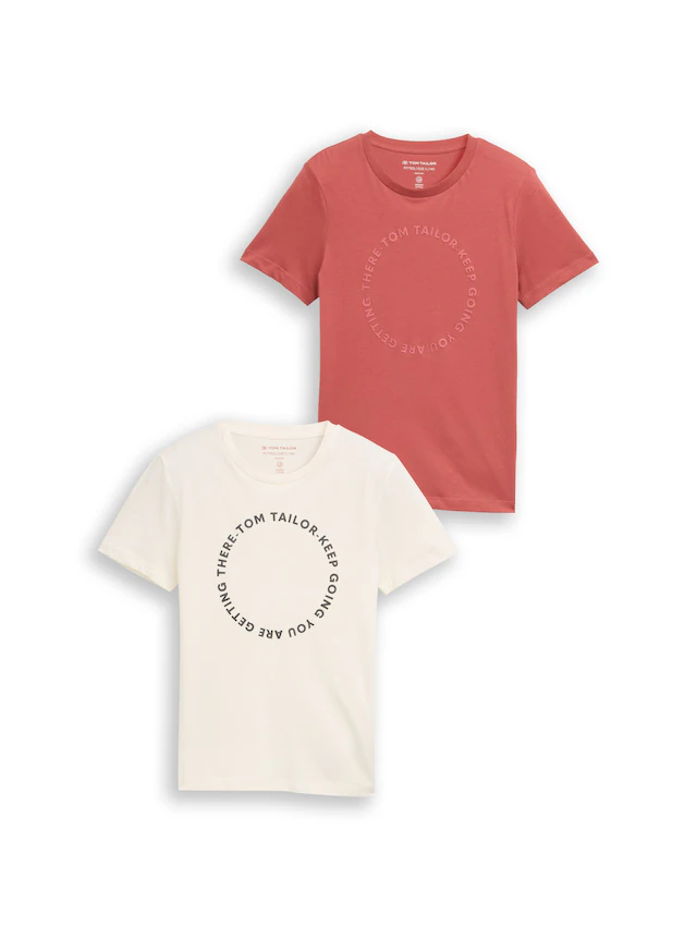 TOM TAILOR T-Shirt Packung, 2 tlg. 2er Pack mit Print