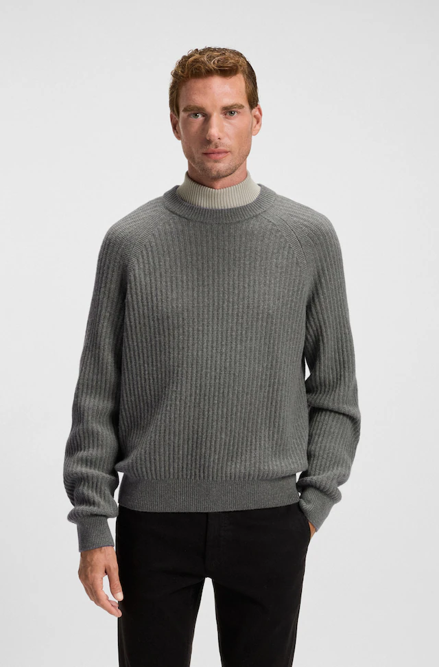 BOSS ORANGE Strickpullover »Klacier« mit Schurwolle, Relaxed Fit, Rippstrick