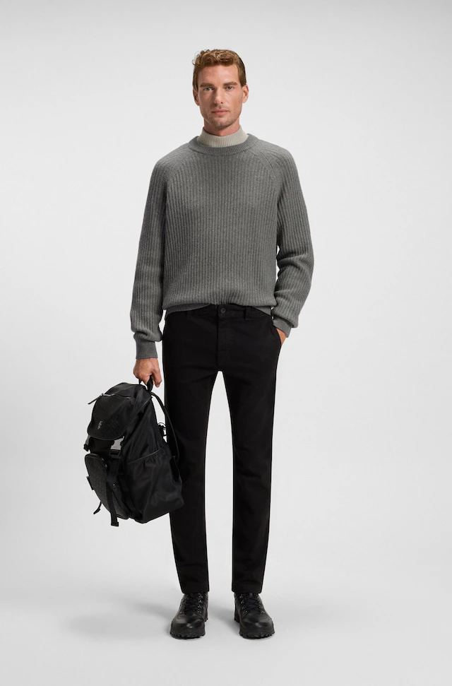 BOSS ORANGE Strickpullover »Klacier« mit Schurwolle, Relaxed Fit, Rippstrick