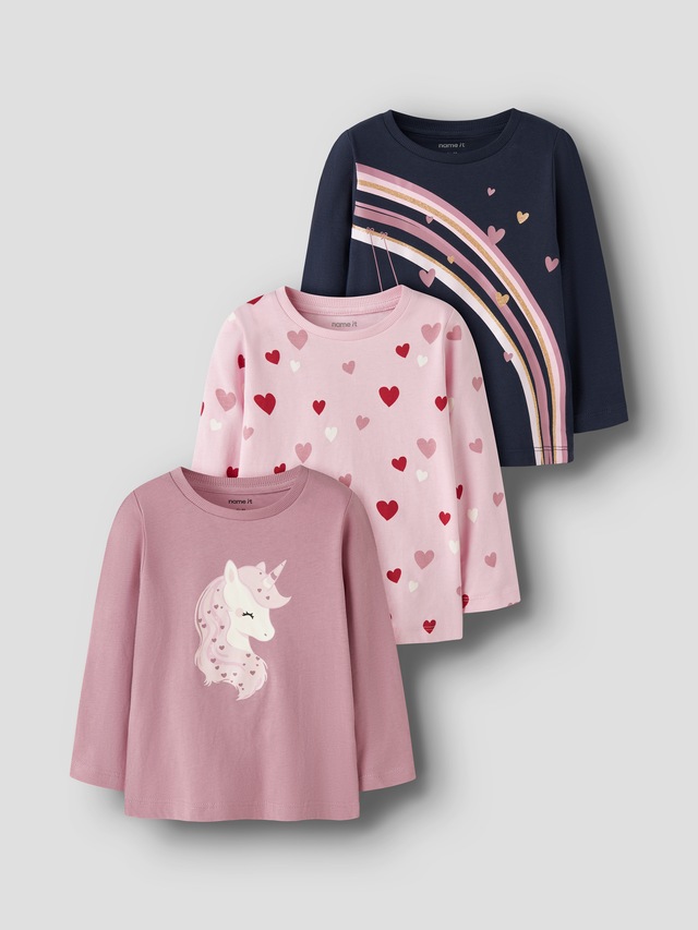 Name It Langarmshirt »NMFNIA 3P LS TOP« Packung, 3 Baumwolle, regular fit