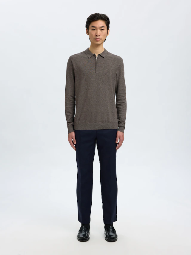 SELECTED Polokragenpullover »SLHBERG LS HALF ZIP POLO NOOS«