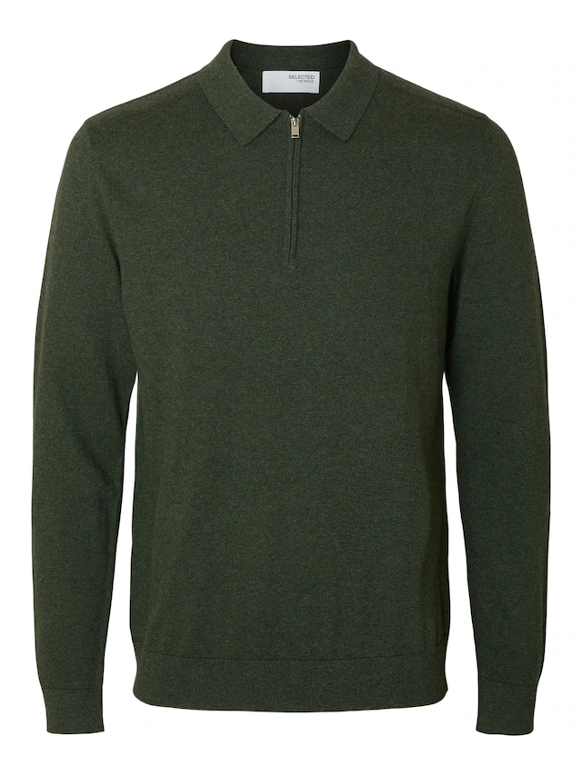 SELECTED Polokragenpullover »SLHBERG LS HALF ZIP POLO NOOS«