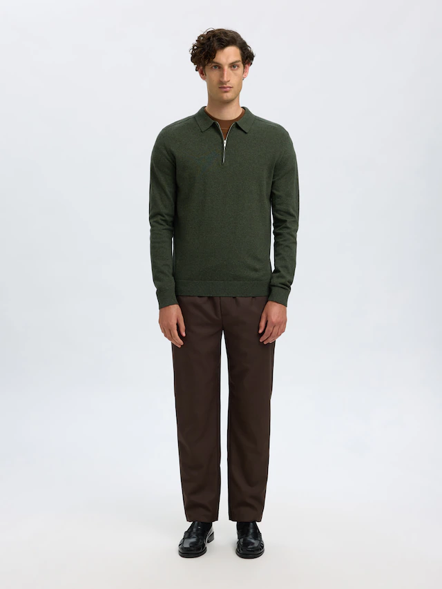 SELECTED Polokragenpullover »SLHBERG LS HALF ZIP POLO NOOS«