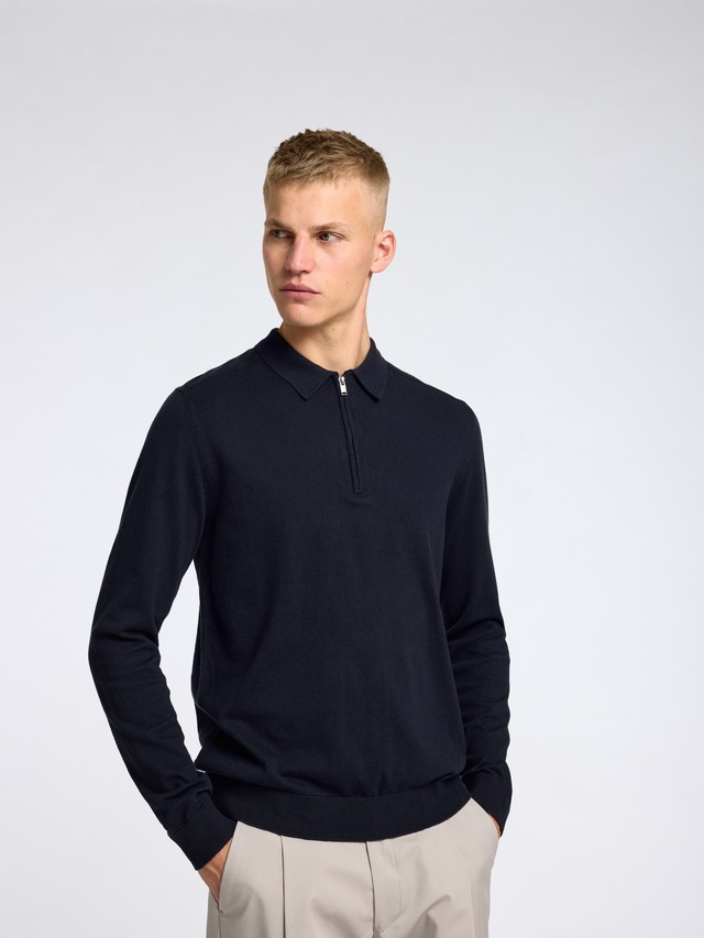 SELECTED Polokragenpullover »SLHBERG LS HALF ZIP POLO NOOS«