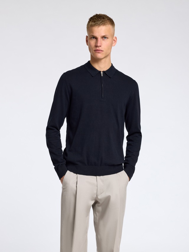 SELECTED Polokragenpullover »SLHBERG LS HALF ZIP POLO NOOS«