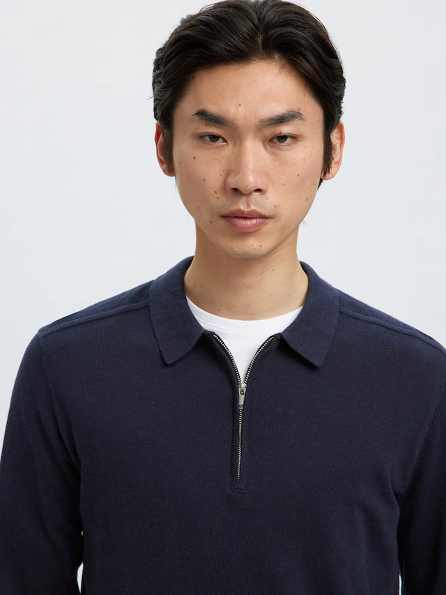 SELECTED Polokragenpullover »SLHBERG LS HALF ZIP POLO NOOS«