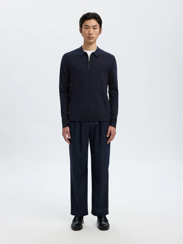 SELECTED Polokragenpullover »SLHBERG LS HALF ZIP POLO NOOS«