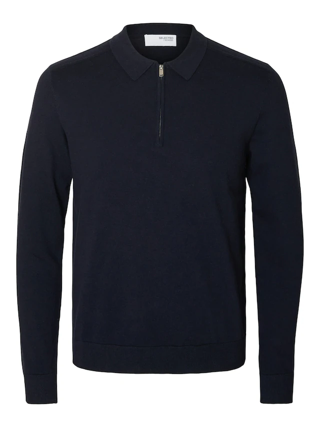 SELECTED Polokragenpullover »SLHBERG LS HALF ZIP POLO NOOS«