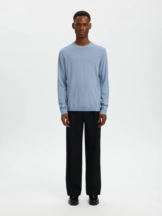 SELECTED Rundhalspullover »SLHTRAY LS KNIT MERINO CREW NECK NOOS« Wolle, regular fit