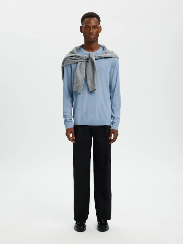 SELECTED Rundhalspullover »SLHTRAY LS KNIT MERINO CREW NECK NOOS« Wolle, regular fit
