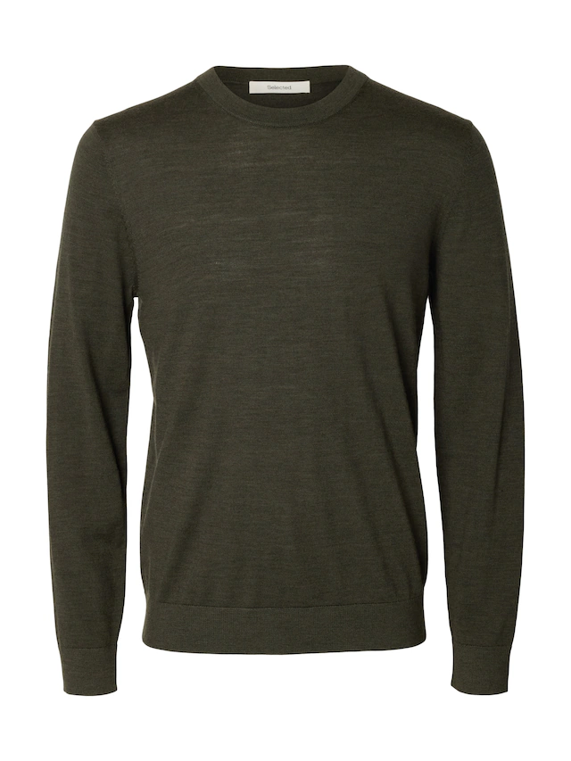 SELECTED Rundhalspullover »SLHTRAY LS KNIT MERINO CREW NECK NOOS« Wolle, regular fit
