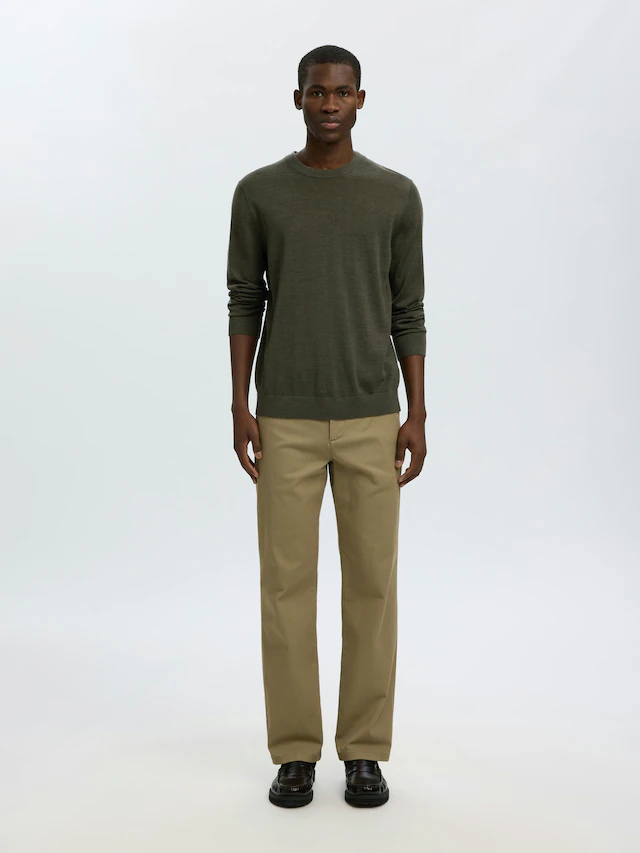 SELECTED Rundhalspullover »SLHTRAY LS KNIT MERINO CREW NECK NOOS« Wolle, regular fit