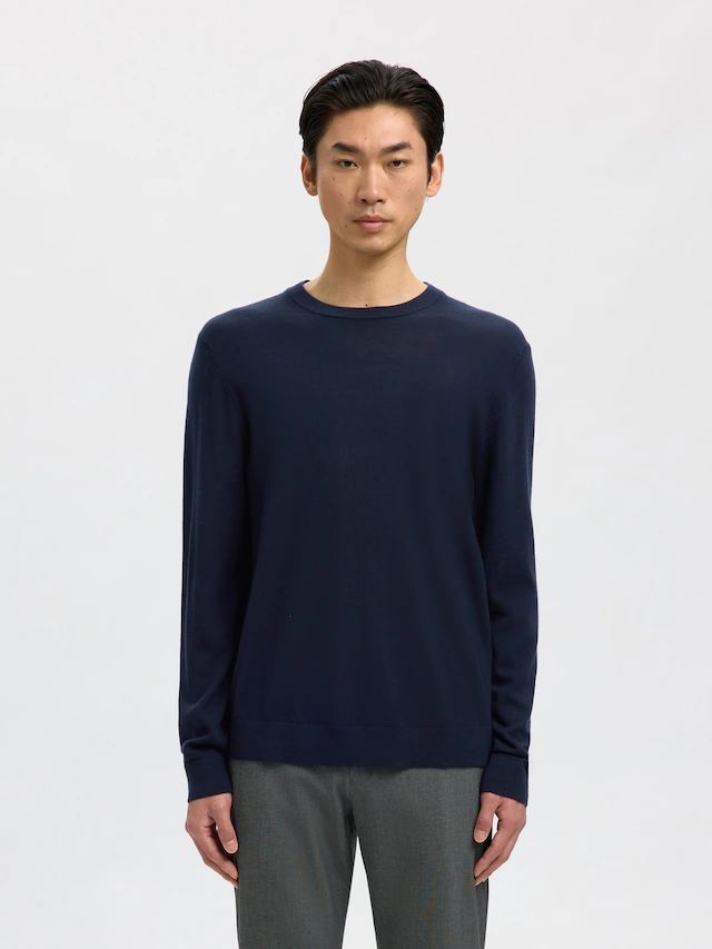 SELECTED Rundhalspullover »SLHTRAY LS KNIT MERINO CREW NECK NOOS« Wolle, regular fit