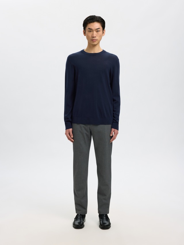 SELECTED Rundhalspullover »SLHTRAY LS KNIT MERINO CREW NECK NOOS« Wolle, regular fit