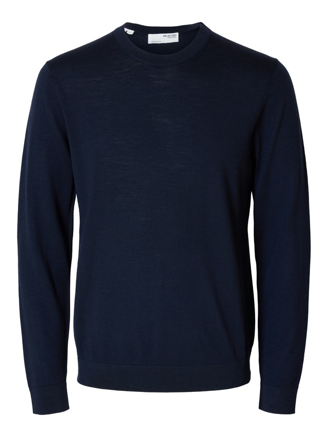 SELECTED Rundhalspullover »SLHTRAY LS KNIT MERINO CREW NECK NOOS« Wolle, regular fit