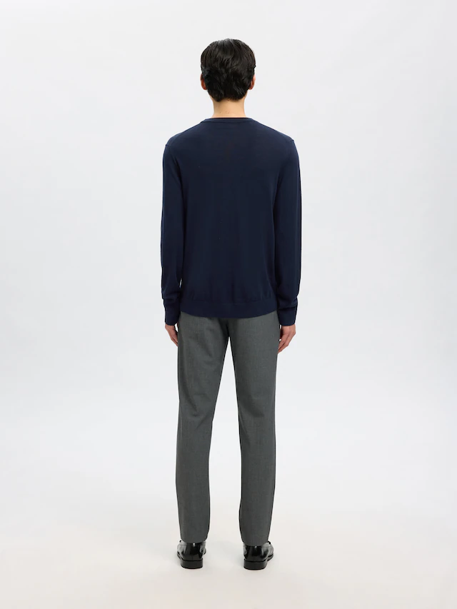 SELECTED Rundhalspullover »SLHTRAY LS KNIT MERINO CREW NECK NOOS« Wolle, regular fit