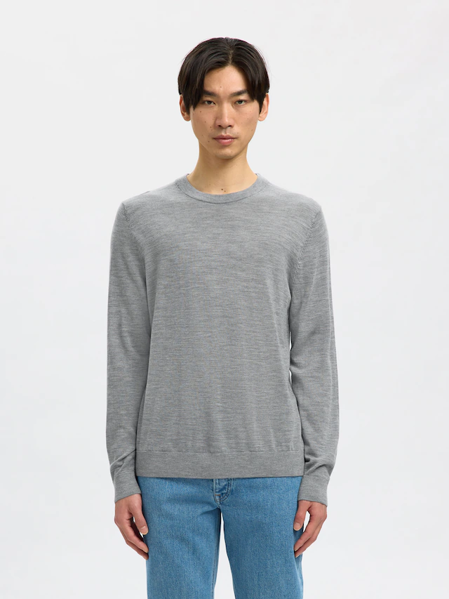 SELECTED Rundhalspullover »SLHTRAY LS KNIT MERINO CREW NECK NOOS« Wolle, regular fit