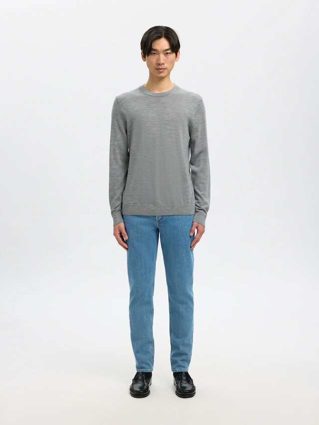 SELECTED Rundhalspullover »SLHTRAY LS KNIT MERINO CREW NECK NOOS« Wolle, regular fit