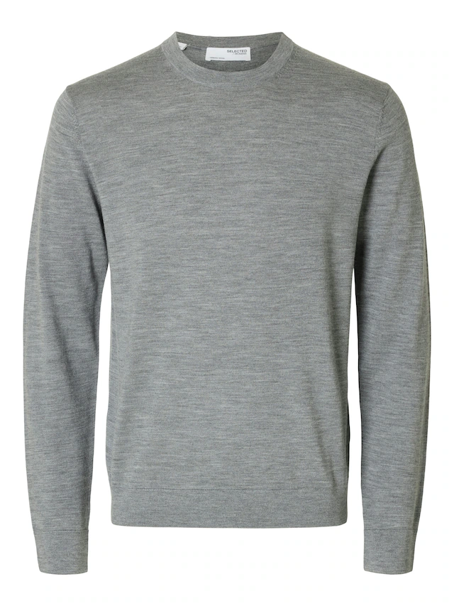 SELECTED Rundhalspullover »SLHTRAY LS KNIT MERINO CREW NECK NOOS« Wolle, regular fit