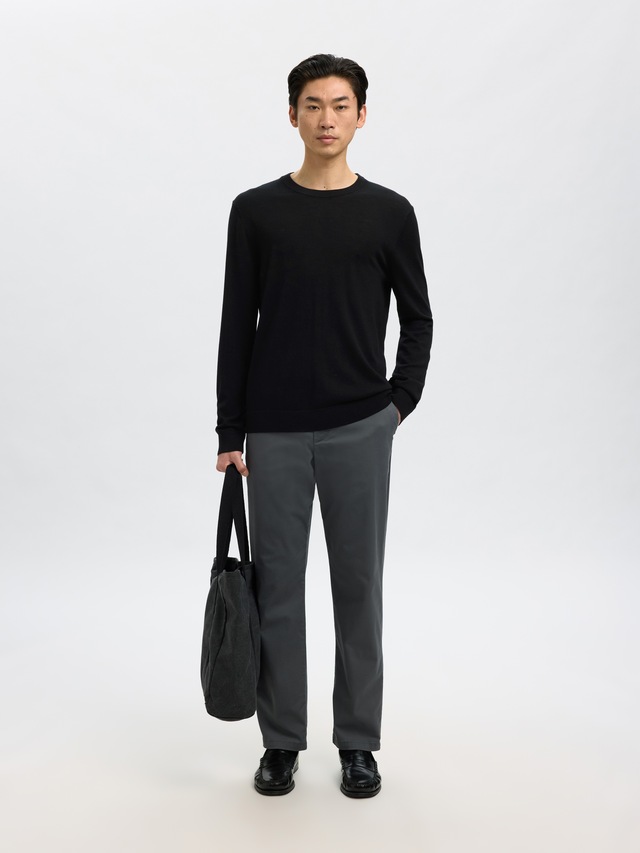 SELECTED Rundhalspullover »SLHTRAY LS KNIT MERINO CREW NECK NOOS« Wolle, regular fit