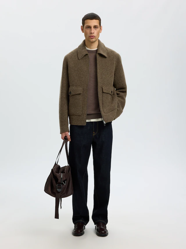 SELECTED Rundhalspullover »SLHTRAY LS KNIT MERINO CREW NECK NOOS« Wolle, regular fit