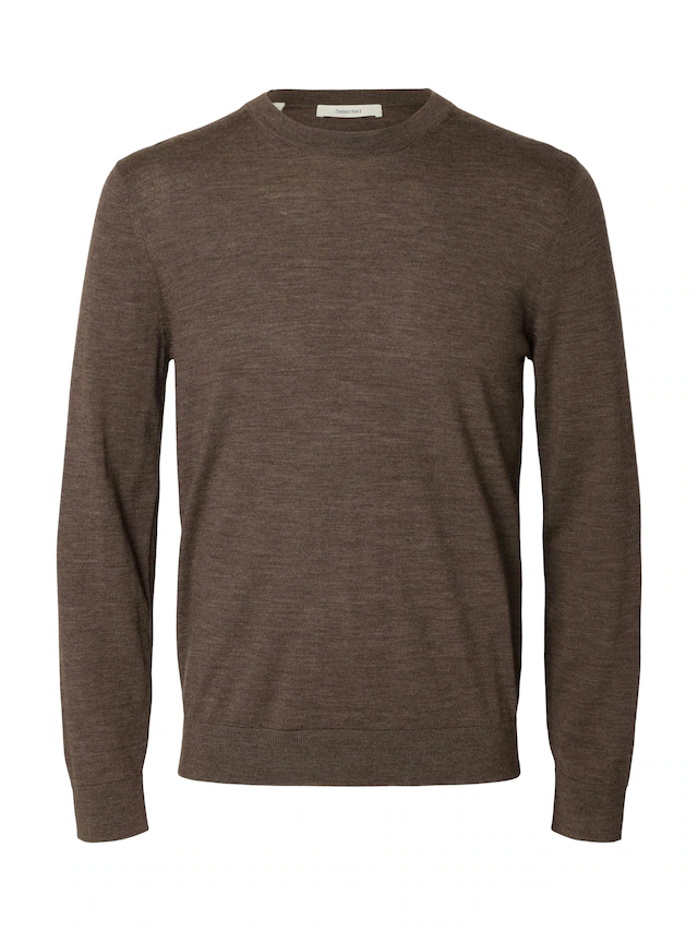 SELECTED Rundhalspullover »SLHTRAY LS KNIT MERINO CREW NECK NOOS« Wolle, regular fit