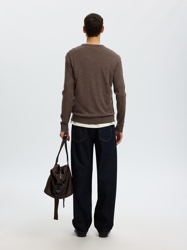 SELECTED Rundhalspullover »SLHTRAY LS KNIT MERINO CREW NECK NOOS« Wolle, regular fit