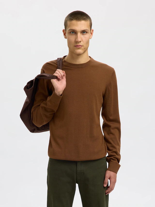 SELECTED Rundhalspullover »SLHTRAY LS KNIT MERINO CREW NECK NOOS« Wolle, regular fit