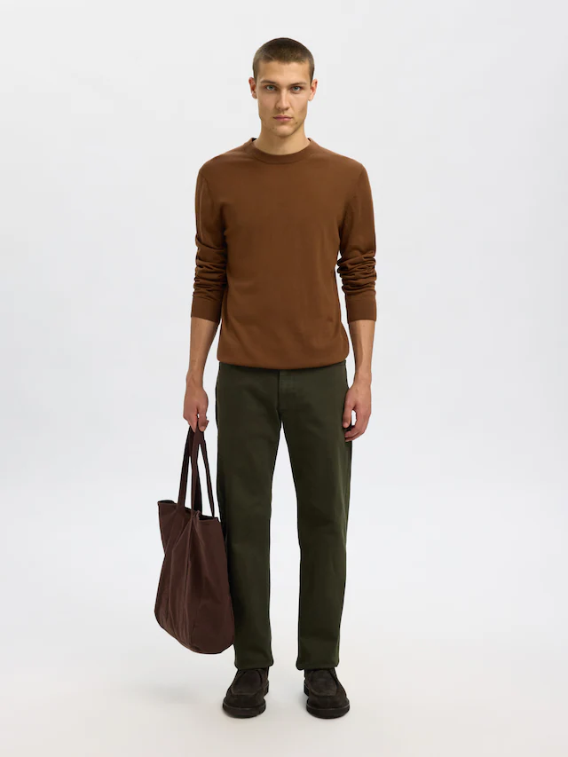 SELECTED Rundhalspullover »SLHTRAY LS KNIT MERINO CREW NECK NOOS« Wolle, regular fit