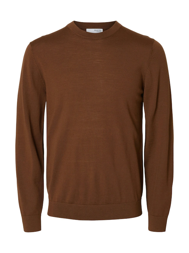 SELECTED Rundhalspullover »SLHTRAY LS KNIT MERINO CREW NECK NOOS« Wolle, regular fit