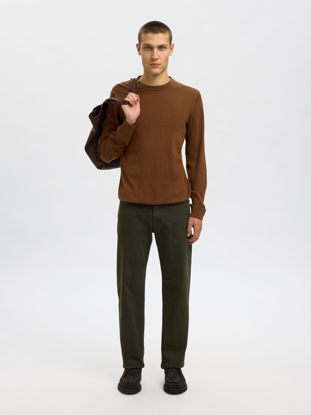 SELECTED Rundhalspullover »SLHTRAY LS KNIT MERINO CREW NECK NOOS« Wolle, regular fit