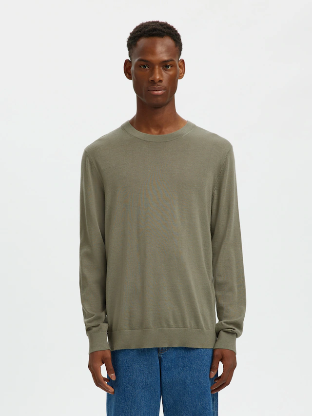 SELECTED Rundhalspullover »SLHTRAY LS KNIT MERINO CREW NECK NOOS« Wolle, regular fit