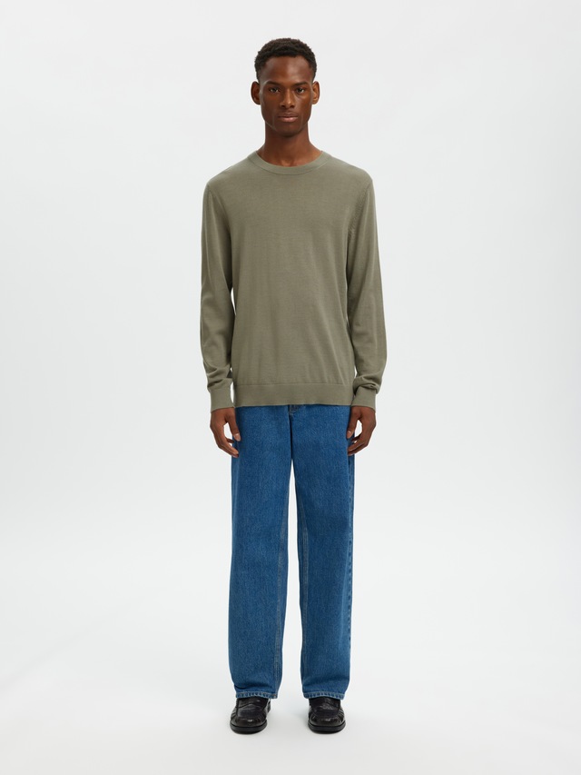 SELECTED Rundhalspullover »SLHTRAY LS KNIT MERINO CREW NECK NOOS« Wolle, regular fit