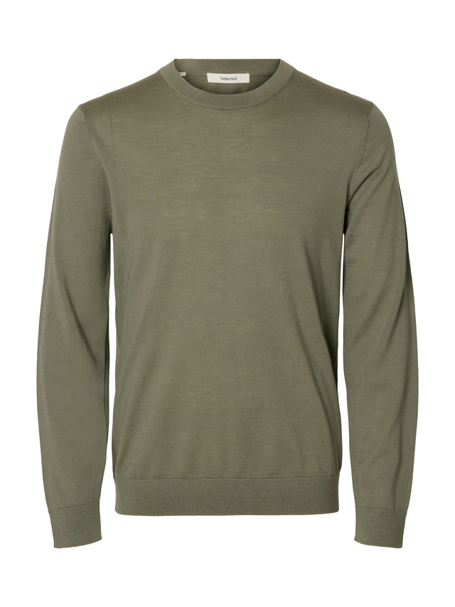 SELECTED Rundhalspullover »SLHTRAY LS KNIT MERINO CREW NECK NOOS« Wolle, regular fit