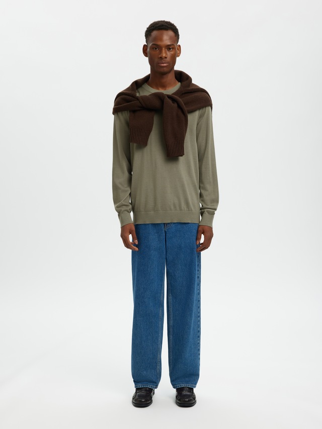 SELECTED Rundhalspullover »SLHTRAY LS KNIT MERINO CREW NECK NOOS« Wolle, regular fit