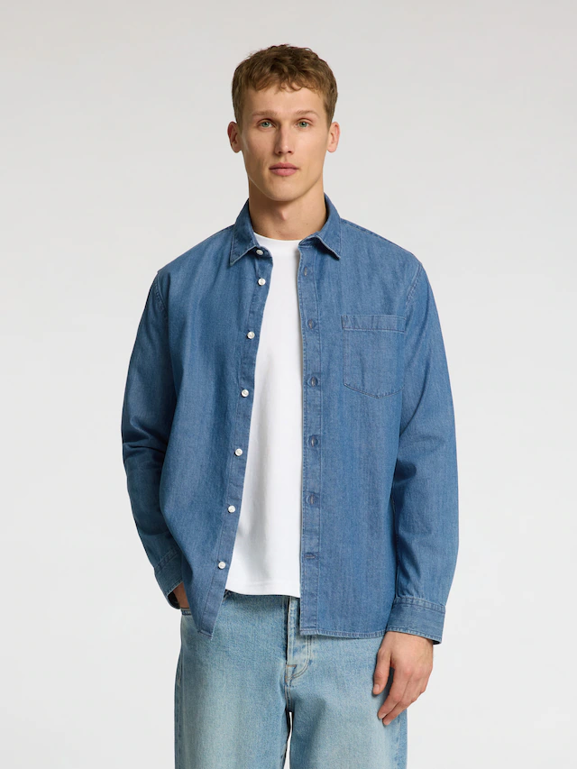 SELECTED Langarmhemd »SLHREGCARLO DENIM LS SHIRT NOOS« Baumwolle, regular fit