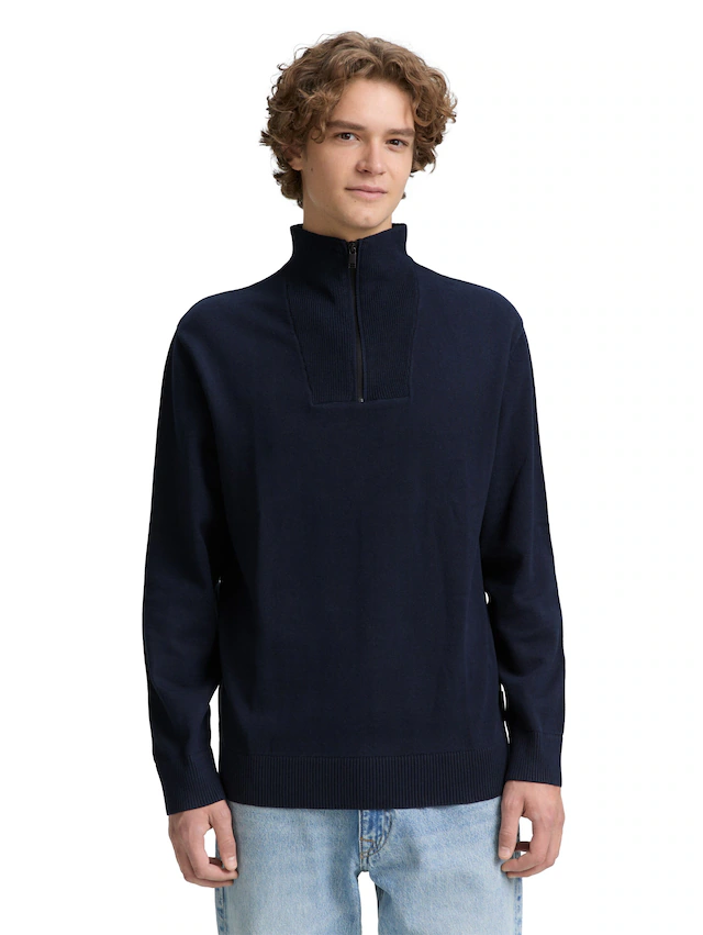 TOM TAILOR Denim Strickpullover mit Rippbündchen