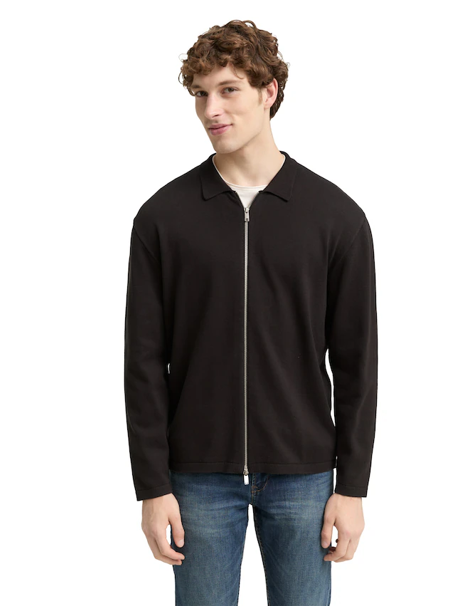 TOM TAILOR Denim Strickpullover mit Reißverschluss