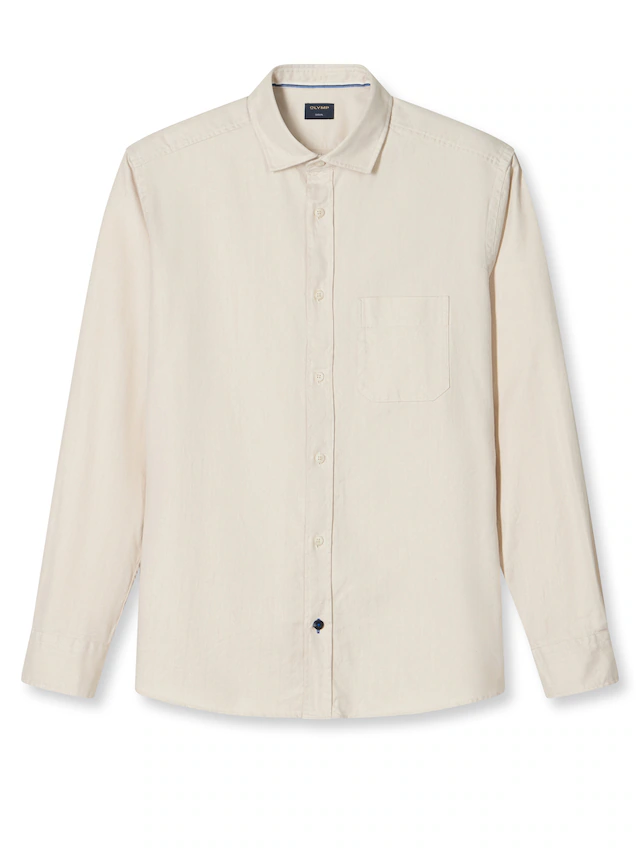 OLYMP Flanellhemd casual, modern fit, Kentkragen, unifarben
