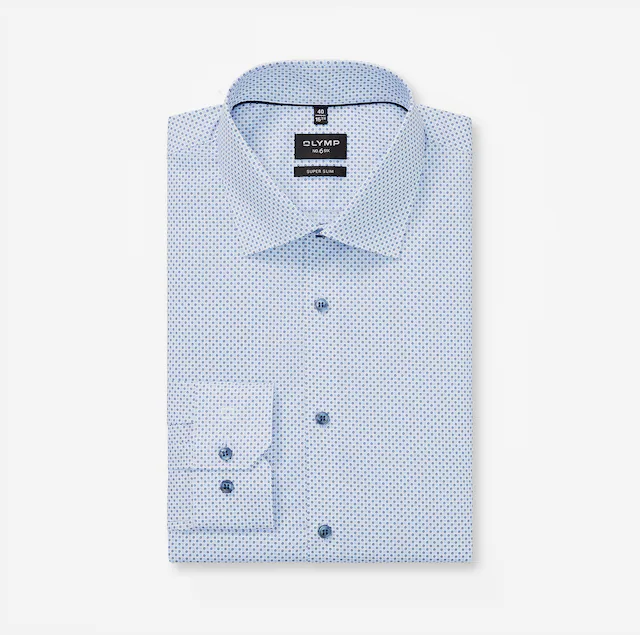 OLYMP Langarmhemd »No 6 six« super slim, New York Kentkragen, gemustert, Businesshemd