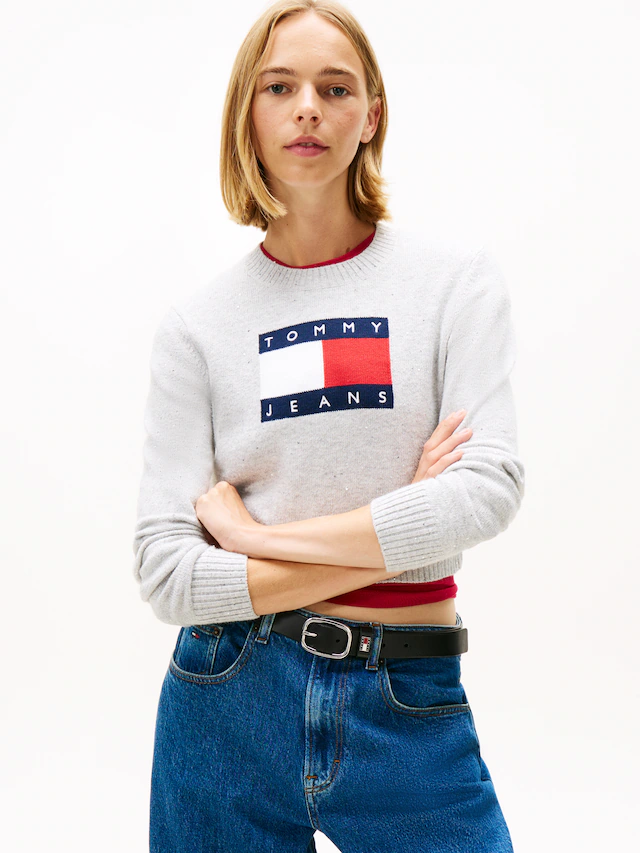 Tommy Jeans Strickpullover »TJW SPARKLE FLAG SWEATER EXT«