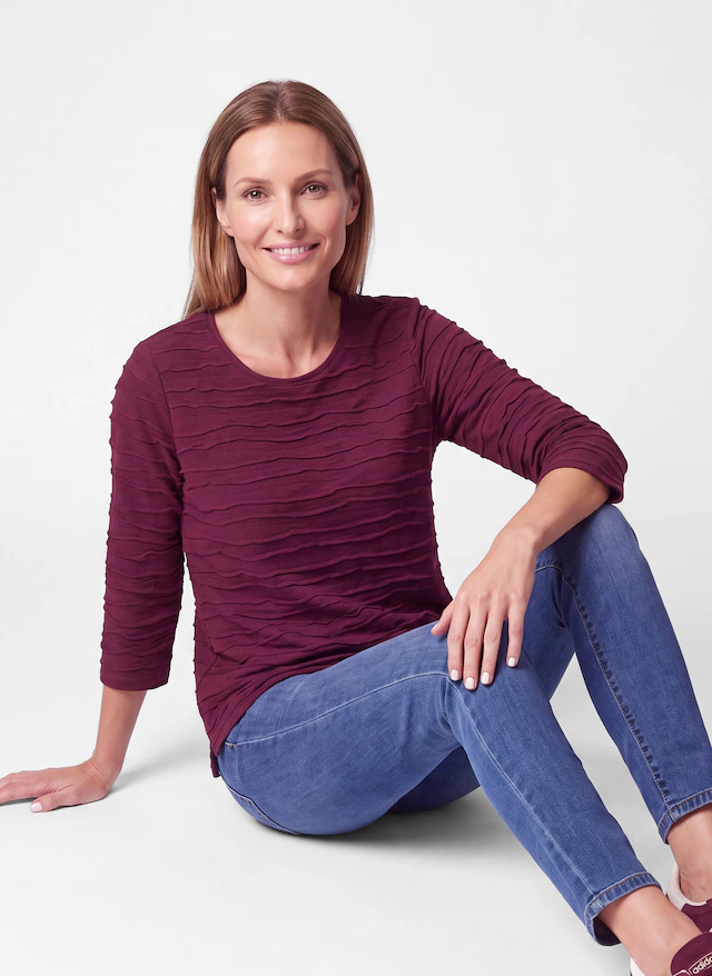 Rabe 3/4-Arm-Shirt mit Struktur Muster