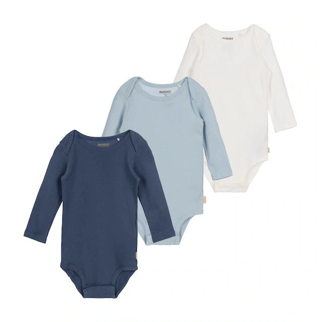 HUGGIES babywear Langarmbody »HUGB 3PK BODYSUIT« Packung, 3 Stk. 3er-Pack, in Ripp-Optik