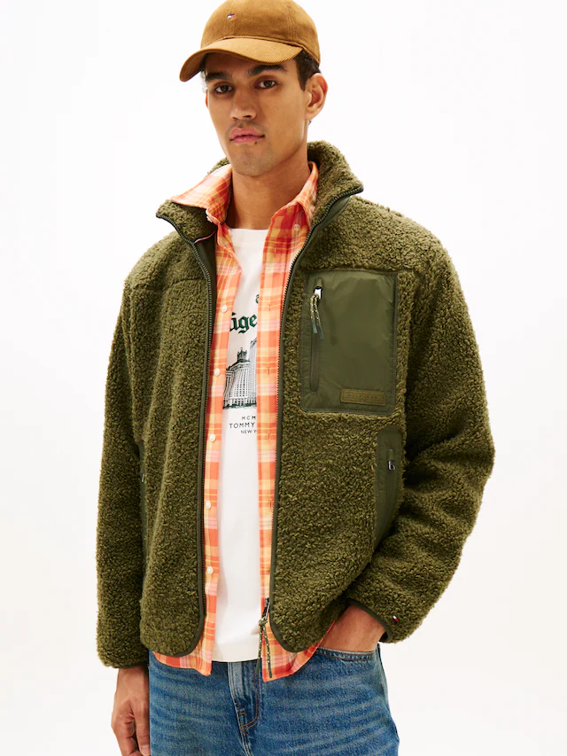 Tommy Hilfiger Sweatjacke »TEDDY FLEECE ZIP THROUGH« Übergangsjacke Herbstjacke Teddy Plüsch Soft Jacke