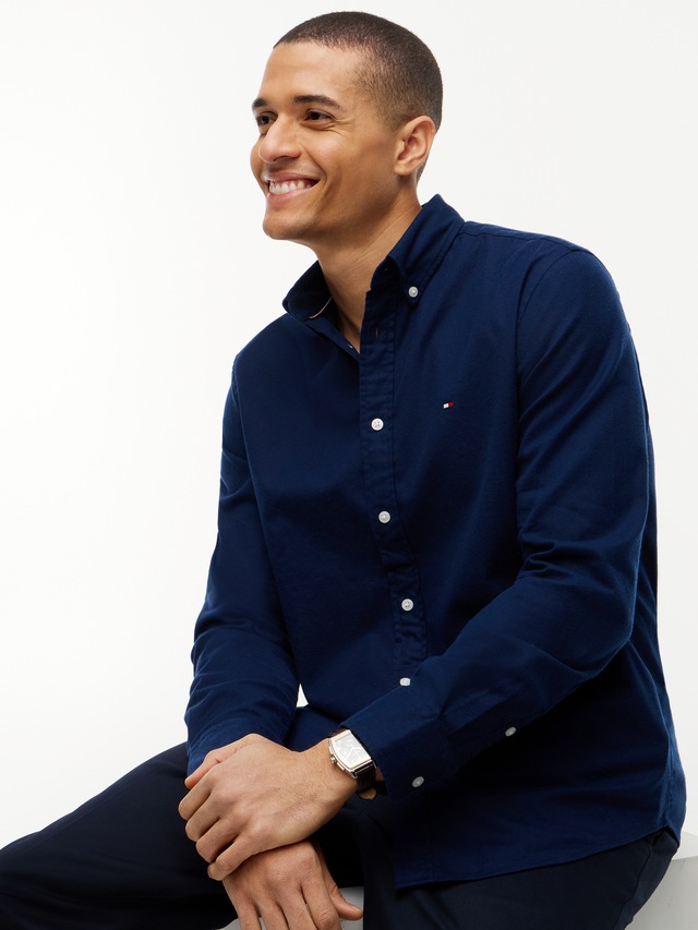 Tommy Hilfiger Langarmhemd »FLEX FLANNEL SOLID SHIRT« Regular Fit soft Flannel