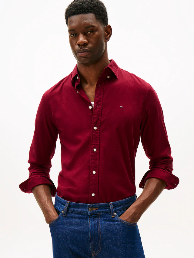 Tommy Hilfiger Langarmhemd »FLEX FLANNEL SOLID SHIRT« Regular Fit soft Flannel