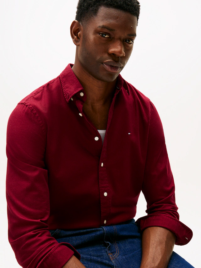 Tommy Hilfiger Langarmhemd »FLEX FLANNEL SOLID SHIRT« Regular Fit soft Flannel