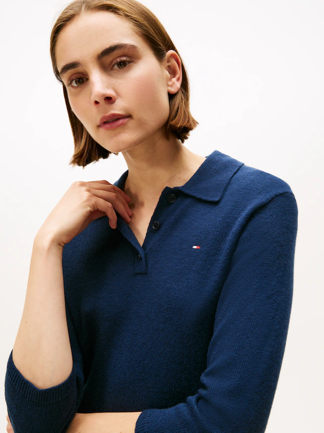 Tommy Hilfiger Strickkleid »SOFT WOOL HALF SL F&F POLO DRESS« aus reiner Wolle